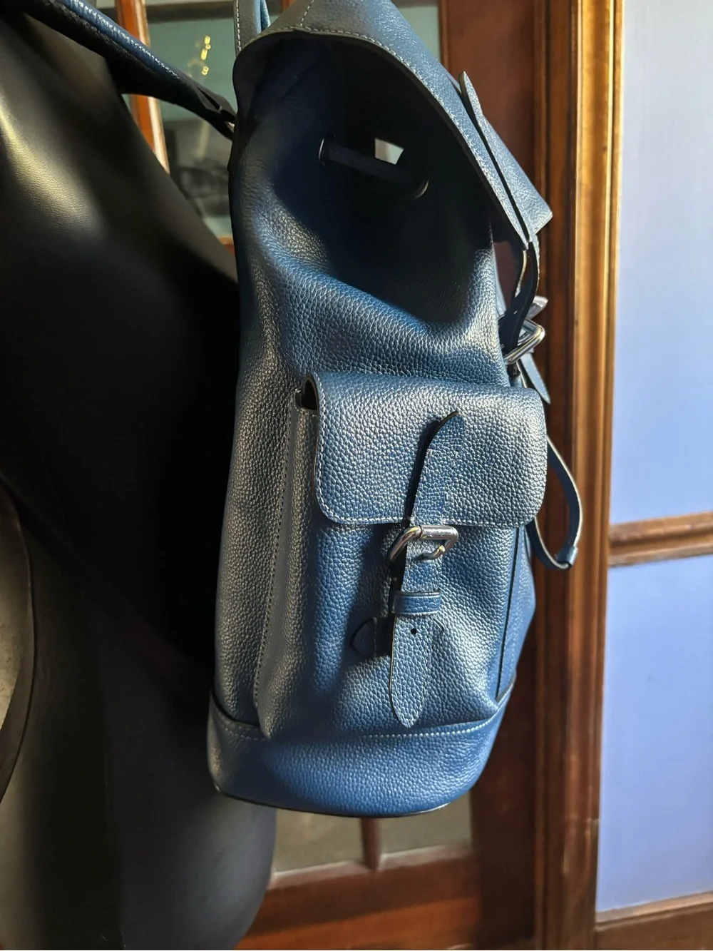 Coach Blue Pebbled Leather Men's Backpack